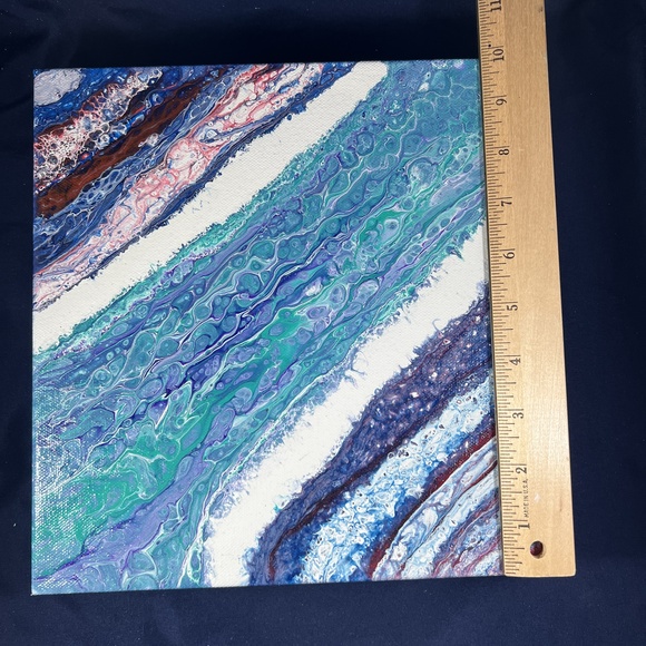 Flowing River 10 x 10 Acrylic Pour Painting Kat Sanders Painting Abstract Fluid - Picture 4 of 4